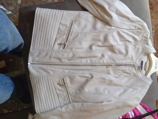 Cazadora Biker Piel Sintética Beige TINTA XL