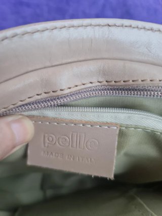 Borsa Pelle Made in Italy Tracolla Beige
