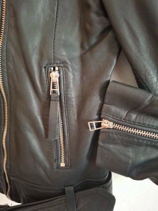 Cazadora Piel Negra Stradivarius Talla M