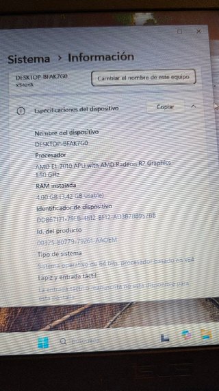 Portátil ASUS F540Y 15.6 AMD E1-7010 4GB 1TB