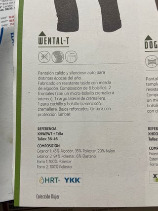 Pantalón Hart Wental-T Talla 46.