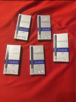 5 pacchetti di ricambio inchiostro Parker Quink blu