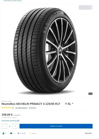 RUEDAS 225 45 17 MICHELIN PRIMACY 4