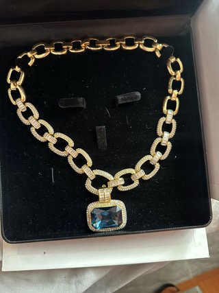 Collar Swarovski Azul y Dorado