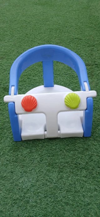 Silla de baño para bebé azul y blanca