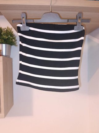 Top bandeau rayas blanco y negro
