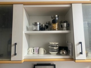 Mueble Alacena Cocina Madera y Cristal