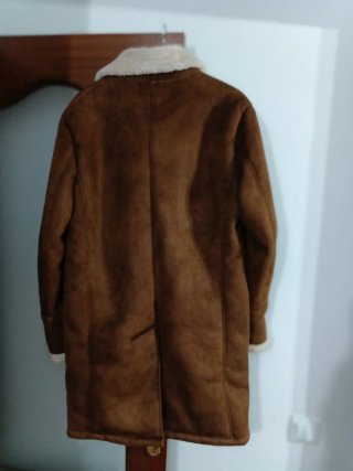 Abrigo borrego marrón y beige