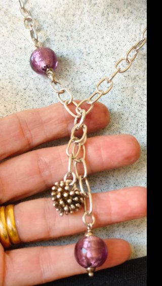 Collar Batti Plata de Ley con Colgantes Morados