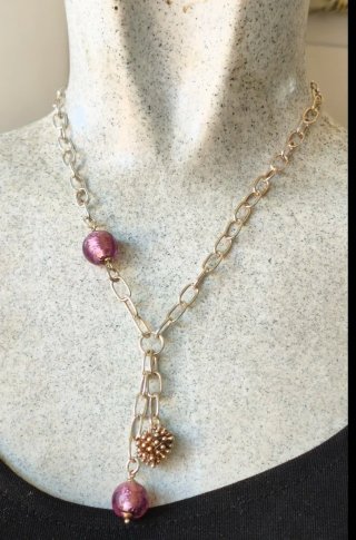 Collar Batti Plata de Ley con Colgantes Morados