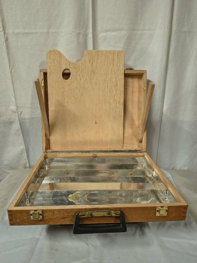 CAJA MALETIN MADERA.ESTUCHE PINTAR.PALETA.NUEVO