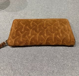 Cartera Larga Cremallera Ante Marrón