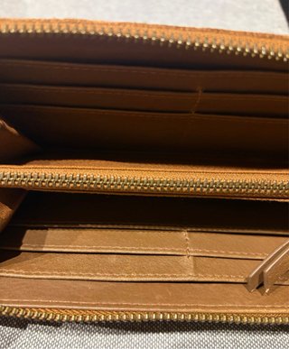 Cartera Larga Cremallera Ante Marrón
