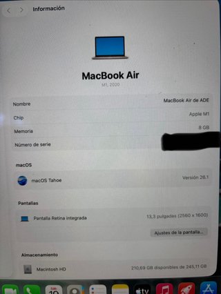 MacBook Air M1 13” 2021 8GB RAM 256GB