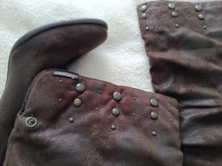 Botas Mustang Talla 38 Ante Chocolate Arrugado