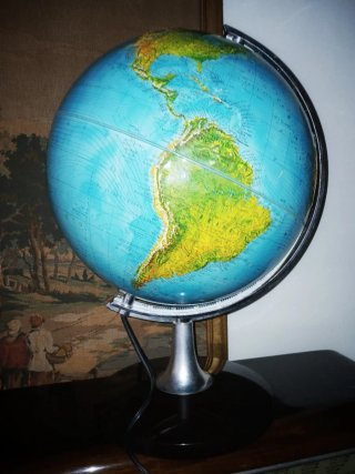 Mappamondo illuminato vintage anni '70