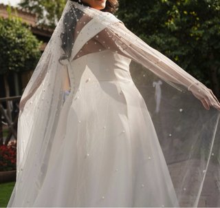 Vestido de Novia Blanco con Bolsillos Plus size