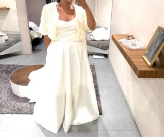 Vestido de Novia Blanco con Bolsillos Plus size