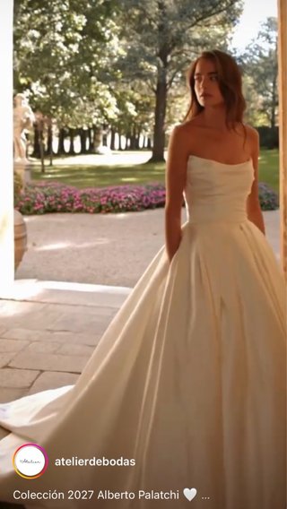 Vestido de Novia Blanco con Bolsillos Plus size