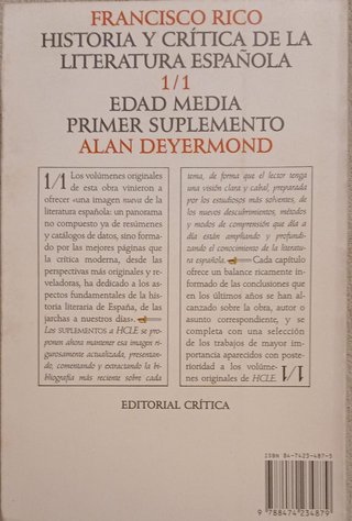 Historia y crítica de la literatura española 1/1
