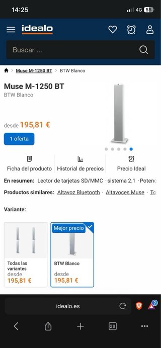 Altavoz Torre Muse Bluetooth Radio