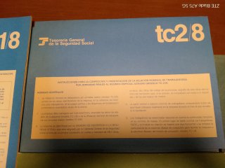 Lote Talonarios Tesorería S. Social TC18 TC28 TC2/