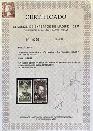 Sellos España 1953 Legazpi y Sorolla