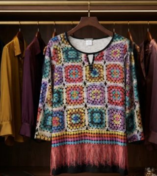 Camiseta Talla G Estampado Granny Square