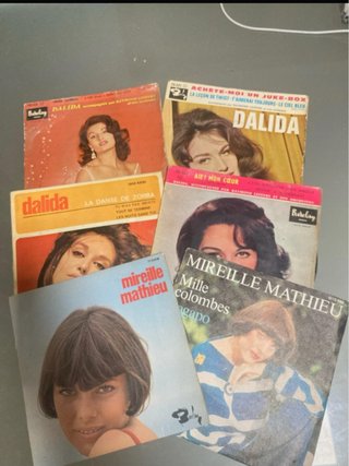 Lote 6 Vinilos 45 RPM Dalida y Mireille Mathieu