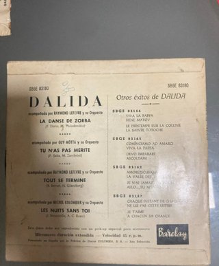 Lote 6 Vinilos 45 RPM Dalida y Mireille Mathieu