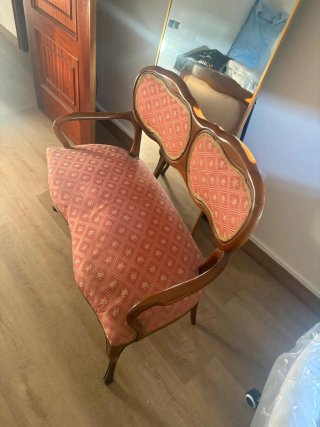 Sofá de 2 plazas madera y tela 98x45x82