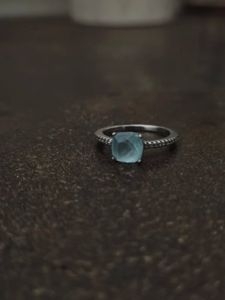 Anillo Plata Ley Talla 11 Azul