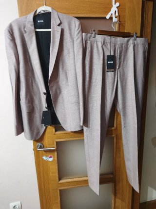 Traje BOSS L Seda Lino Lana rosa