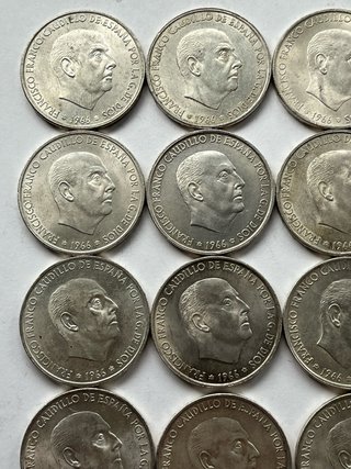 Lote 13 monedas 100 pesetas Franco plata