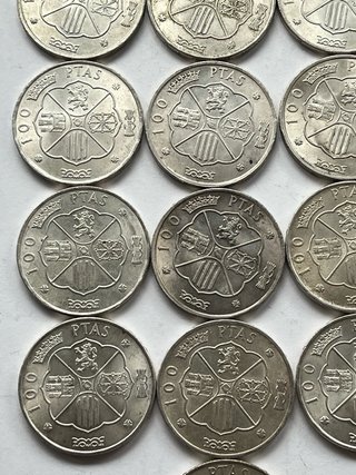 Lote 13 monedas 100 pesetas Franco plata