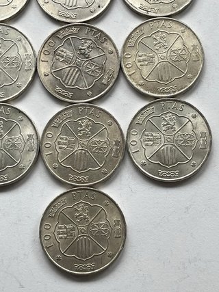 Lote 13 monedas 100 pesetas Franco plata
