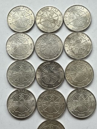Lote 13 monedas 100 pesetas Franco plata