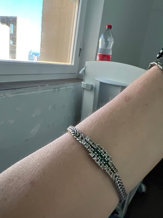 Pulsera Plata con Piedras Verdes