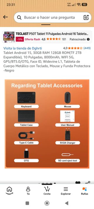 Tablet Android 15 SIN ESTRENAR