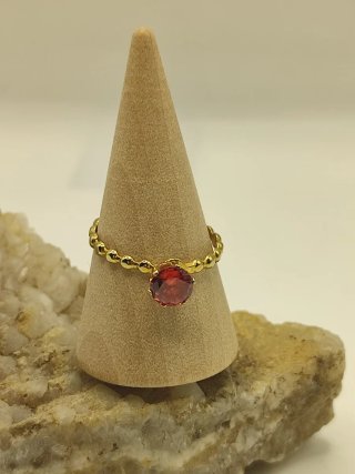 Anillo Xuping Oro 14k Gema Roja Talla 17.7 mm