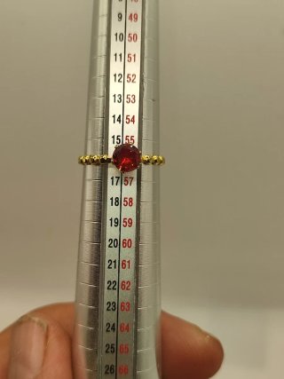 Anillo Xuping Oro 14k Gema Roja Talla 17.7 mm