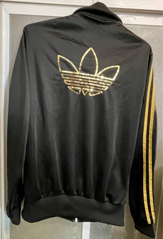 Chaqueta deportiva Adidas Talla XL Negra/Dorada