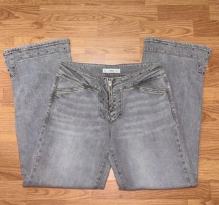 Vaqueros grises tiro bajo Mango