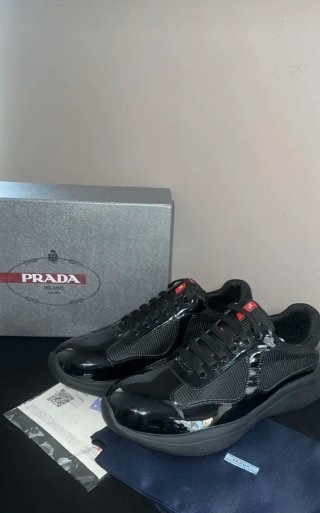 Zapatillas Prada Negras Piel Charol y Malla