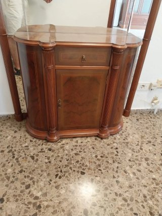 Mueble recibidor madera maciza con espejo