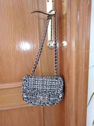 Bolso tweed negro y blanco