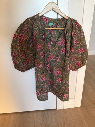 Camisa Verde Floral Manga Corta