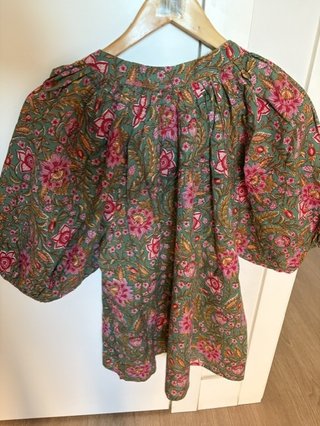Camisa Verde Floral Manga Corta
