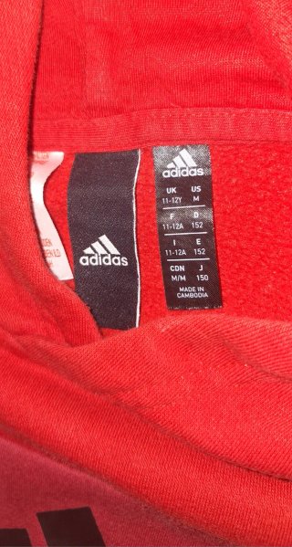 Sudadera Adidas Roja Talla 11-12 años