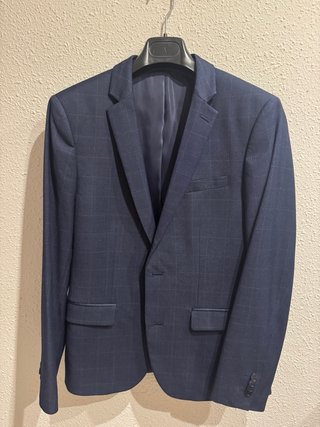 Traje de hombre Mango azul a cuadros
